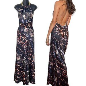 MARCIANO Maxi Dress Sexy Backless Animal Print Cocktail Party